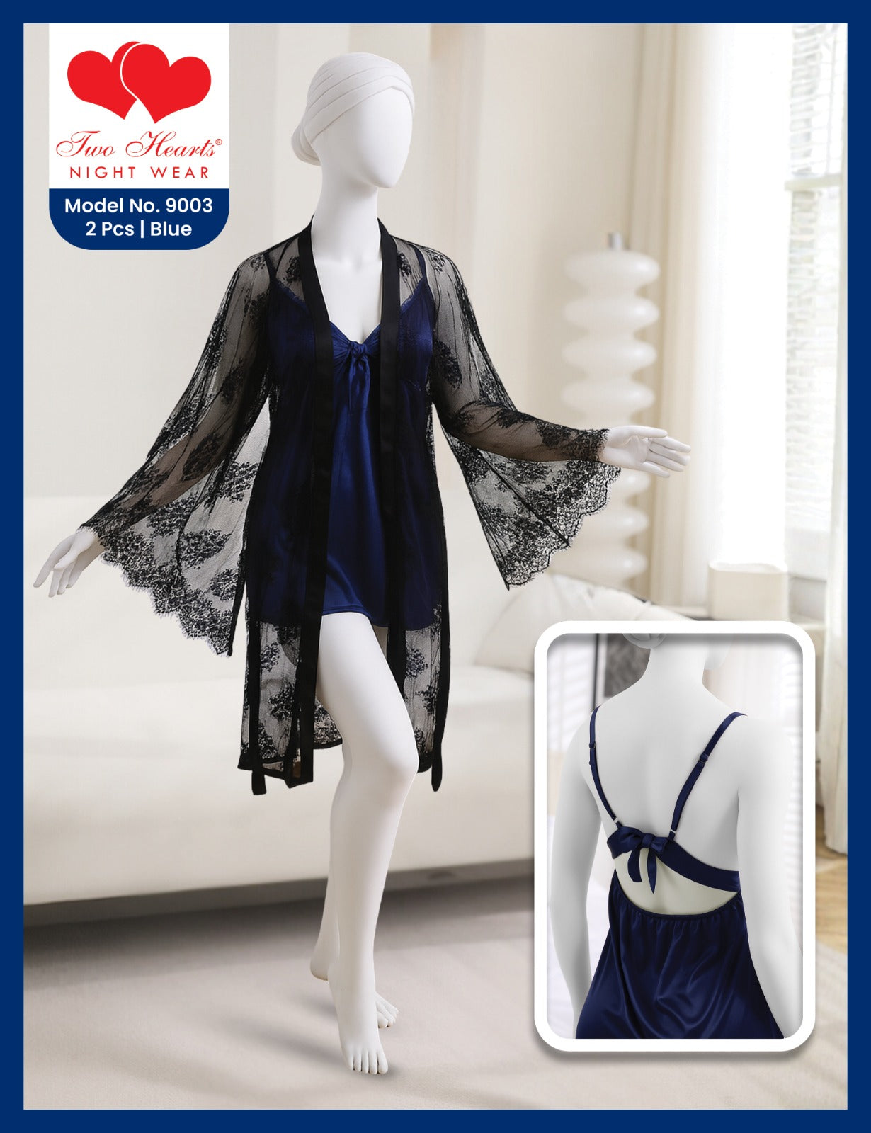 2 Piece Net Gown With Silk Inner Nighty(9003)