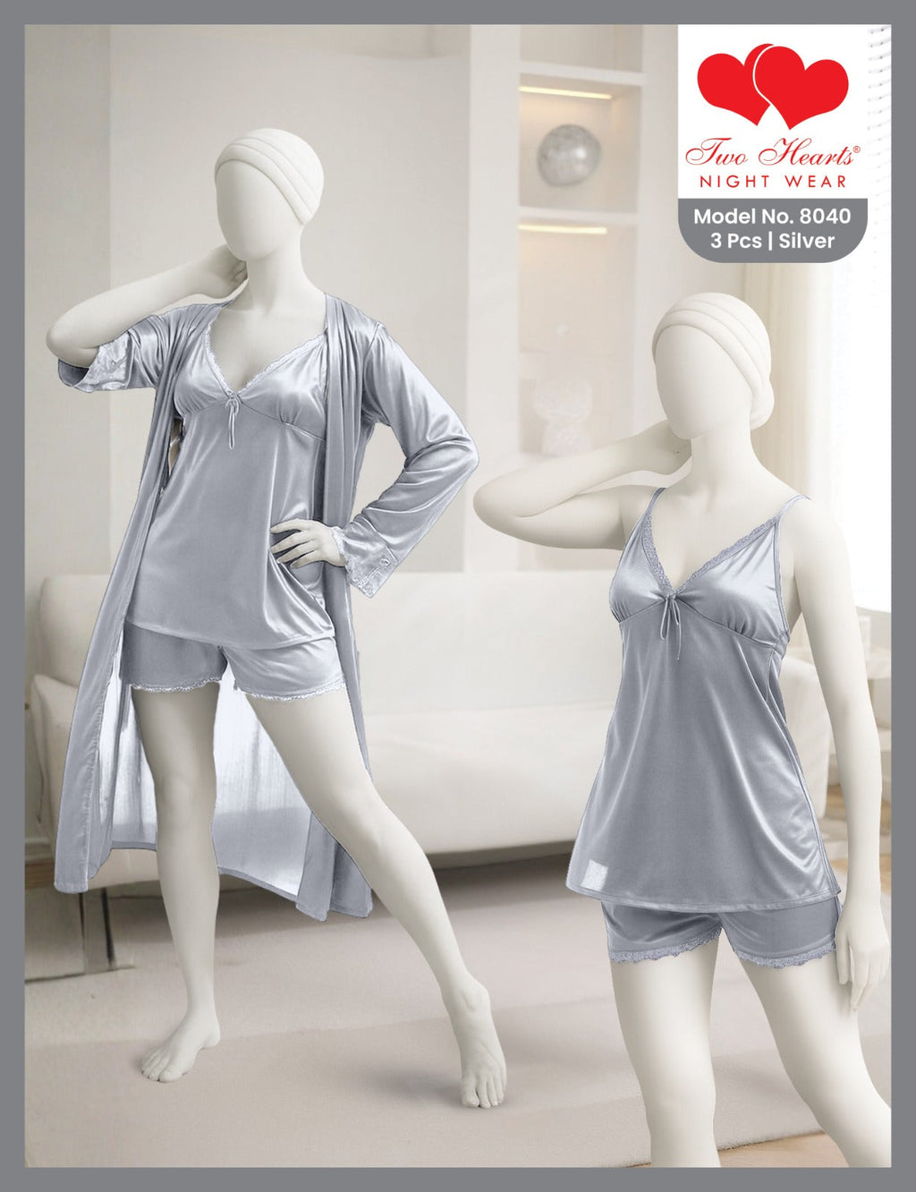 3 Piece Silk Nighty (8040)