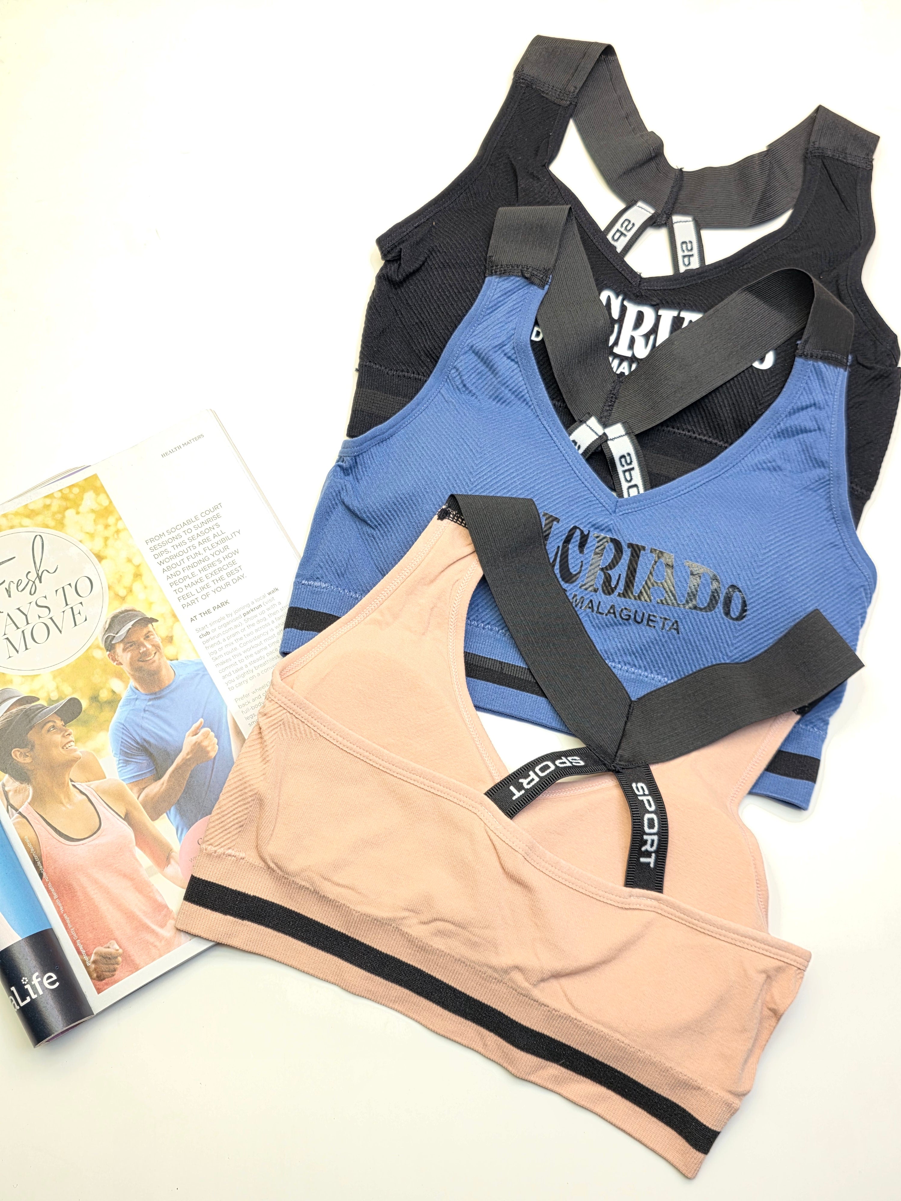 (30-38)WIDE STRAP Criss Cross Back Sports Bra