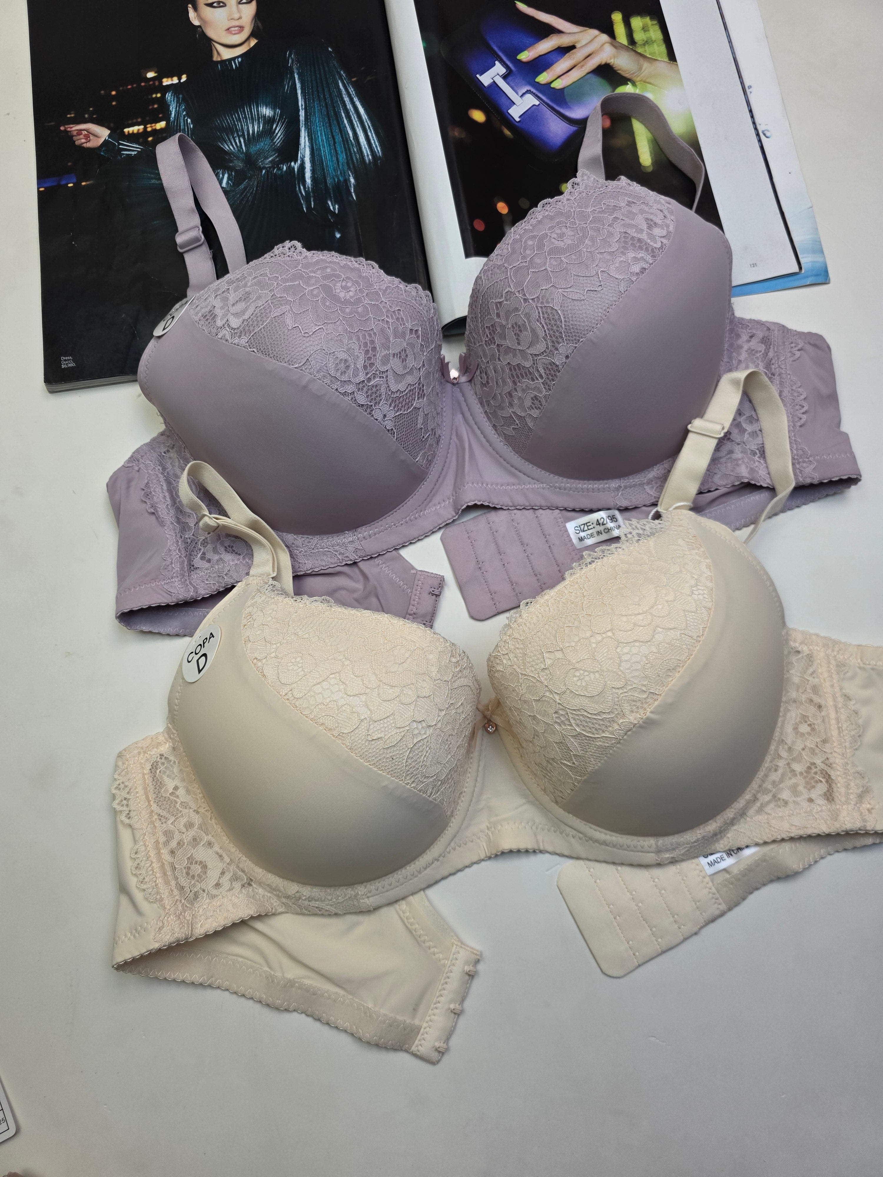 (40-44)D Lacy Light Padded Under Wire Half cup lace bra (141)