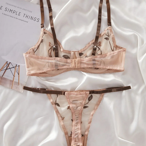 (32-38)B Beautiful Lace Underwire Bra and Panty Set